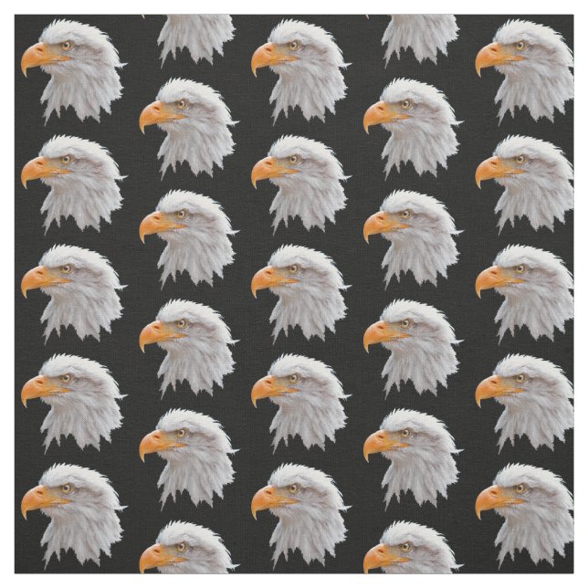 Alaskan Bald Eagle Fabric (Black) (Swatch)
