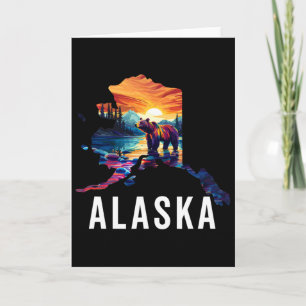 Alaskan Bear Animal Alaska Map Souvenirs Vacation Card