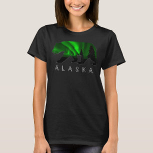 Alaskan Bear with Green Aurora Borealis & Trees T-Shirt
