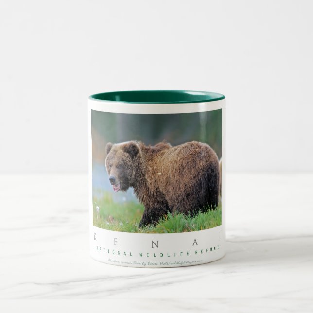 Alaskan Brown Bear Two-Tone Coffee Mug (Center)