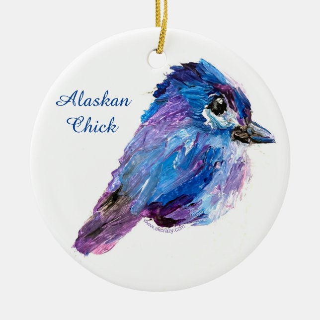Alaskan Chick round ceramic ornament_QR Ornament (Front)
