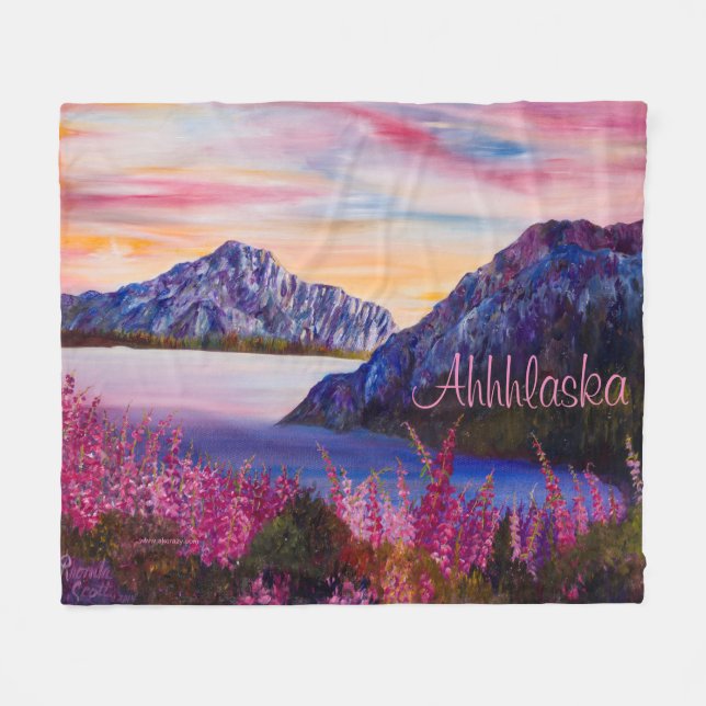 Alaskan Cotton Candy Mountain Fleece Blanket (Front (Horizontal))
