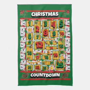 Alaskan Countdown Christmas Advent Calendar Dog Tea Towel