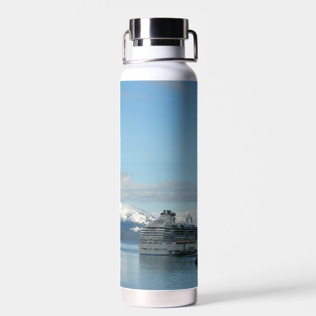Alaskan Cruise Vacation Travel Photography Water Bottle (Back)