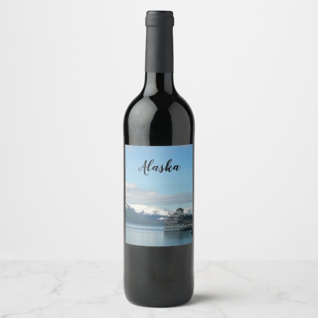 Alaskan Cruise Vacation Travel Photography Wine Label (Front)