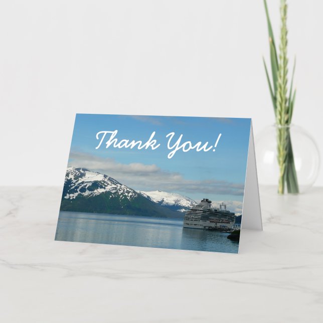 Alaskan Cruise Vacation Travel Thank You Foil Greeting Card (Front)