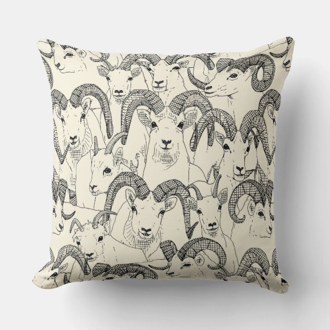 Alaskan Dall sheep black pearl Cushion (Front)