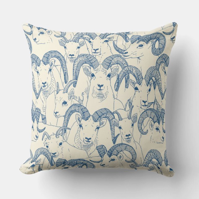 Alaskan Dall sheep blue pearl Cushion (Front)