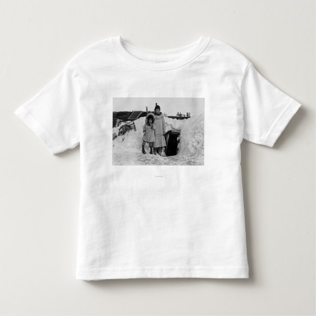Alaskan Eskimos Outside Their Home Photograph Toddler T-Shirt (Front)