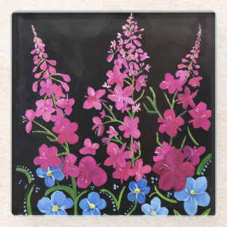Alaskan Exuberance Fireweed Glass Coaster