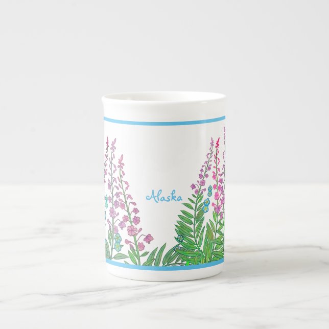 Alaskan fireweed and forget-me-nots tea cup (Front)