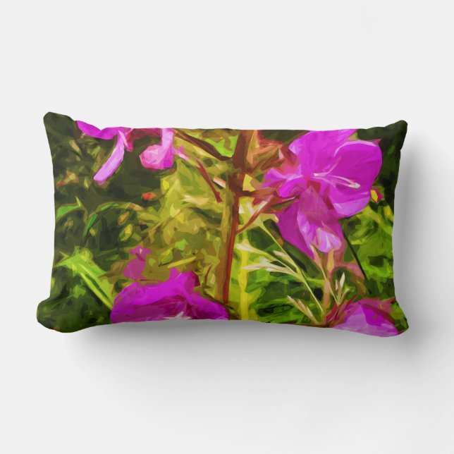 Alaskan Fireweed Pink Wildflower Abstract Lumbar Cushion (Front)