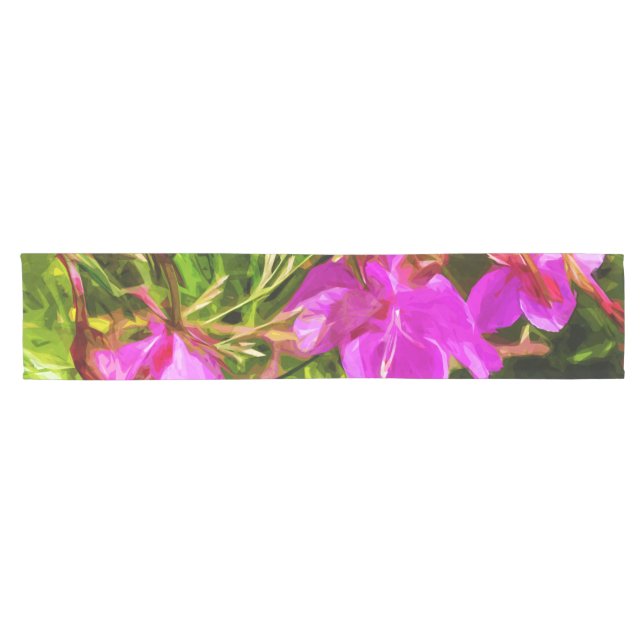 Alaskan Fireweed Pink Wildflower Abstract Short Table Runner (Horizontal)