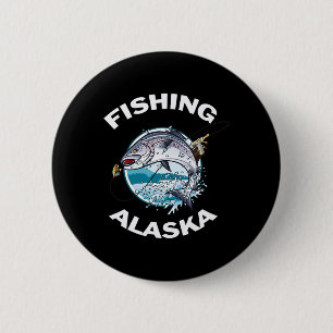 Alaskan Fish Alaska's Wild Salmon Souvenir Fishing 6 Cm Round Badge