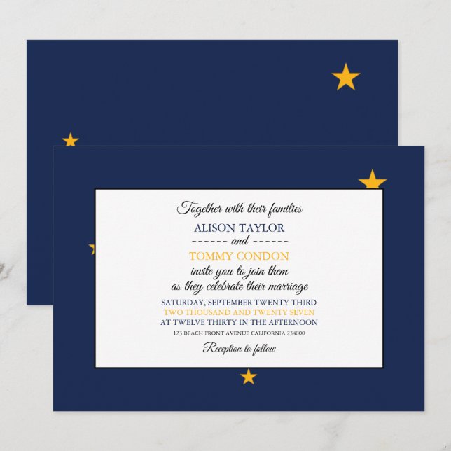 Alaskan Flag, Flag of Alaska Wedding  Invitation (Front/Back)