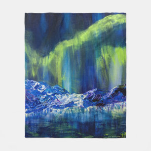 Alaskan Glacial & Borealis Shower Curtain Fleece Blanket