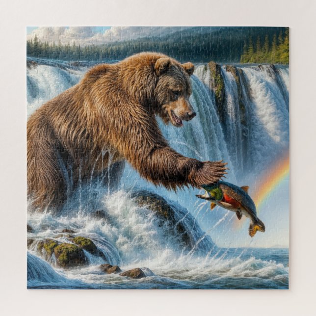 Alaskan Grizzly Bear Fishing Jigsaw Puzzle (Vertical)