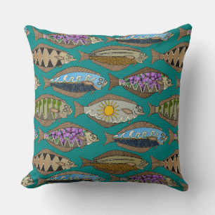 Alaskan halibut teal cushion