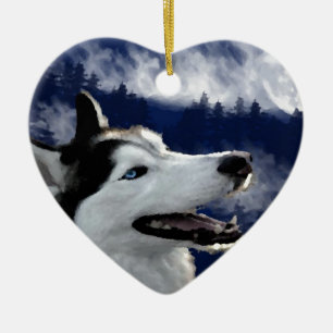 Alaskan Husky Ceramic Tree Decoration