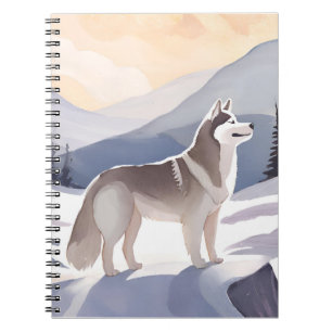 Alaskan Husky   Dog Mountain Watercolor Notebook