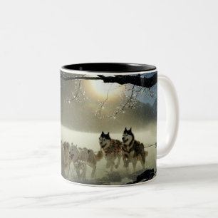 Alaskan Husky Dog Sled Race Two-Tone Coffee Mug