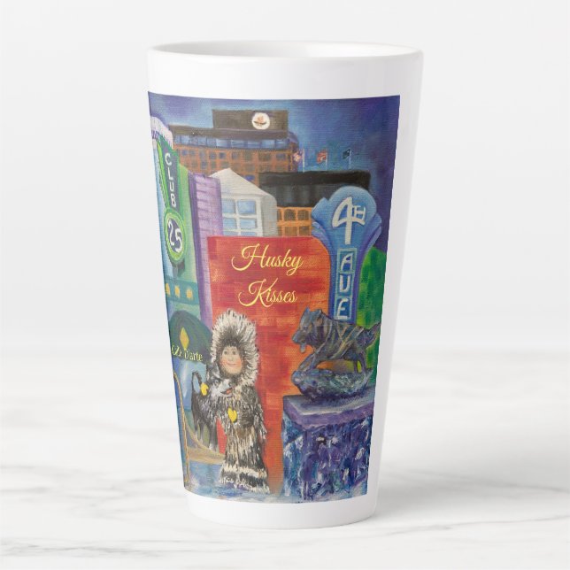 Alaskan Husky Kisses Latte Mug (Front)