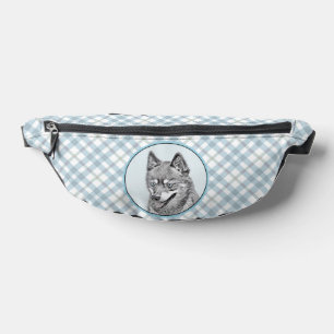 Alaskan Klee Kai AKK Husky Painting Cute Dog Art Bum Bags