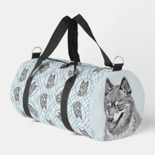 Alaskan Klee Kai AKK Husky Painting Cute Dog Art Duffle Bag