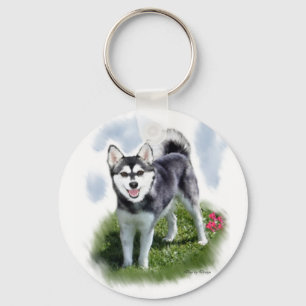 Alaskan Klee Kai Art Key Ring