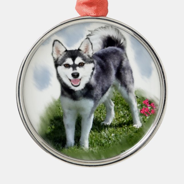 Alaskan Klee Kai Art Metal Tree Decoration (Front)