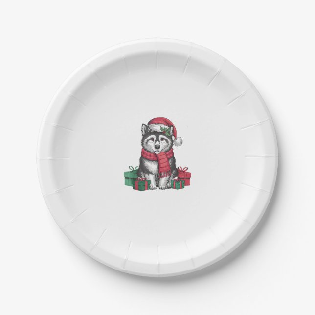 Alaskan Klee Kai Dog Christmas Parties Holiday San Paper Plate (Front)