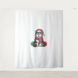 Alaskan Klee Kai Dog Christmas Parties Holiday San Tapestry
