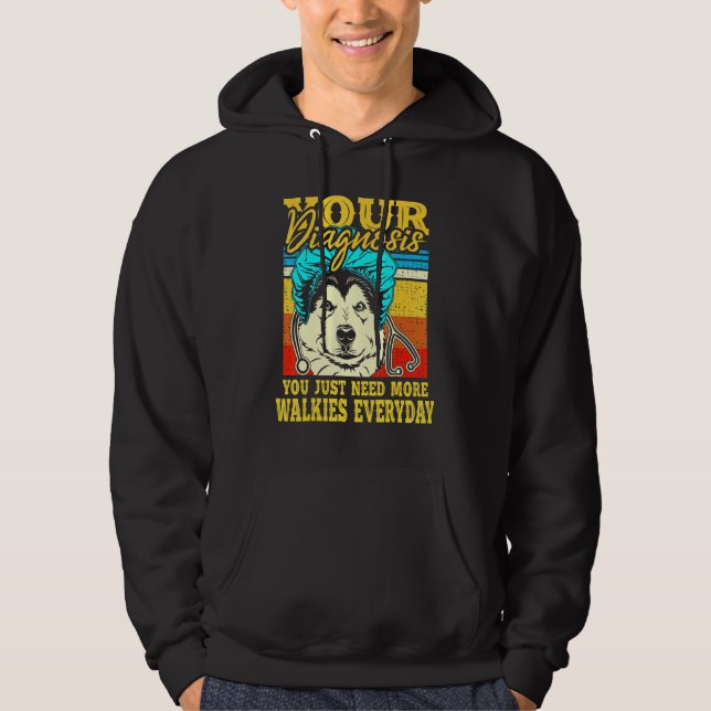 Alaskan Klee Kai Malamute Siberian Husky Dog Walki Hoodie (Front)