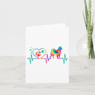 Alaskan Klee Kai Mum Dad Heartbeat Tie Dye Dog Gif Card