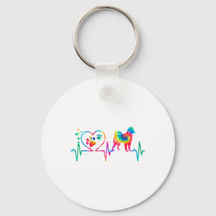 Alaskan Klee Kai Mum Dad Heartbeat Tie Dye Dog Gif Key Ring