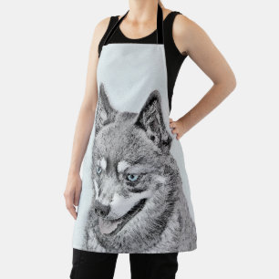 Alaskan Klee Kai Painting - Cute Original Dog Art Apron