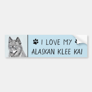 Alaskan Klee Kai Painting - Cute Original Dog Art Bumper Sticker