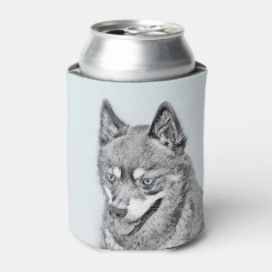 Alaskan Klee Kai Painting - Cute Original Dog Art Can Cooler