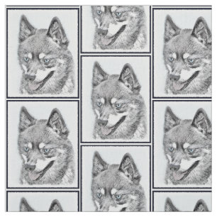 Alaskan Klee Kai Painting - Cute Original Dog Art Fabric
