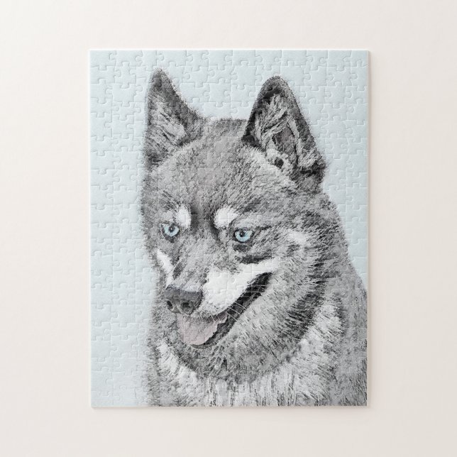 Alaskan Klee Kai Painting - Cute Original Dog Art Jigsaw Puzzle (Vertical)