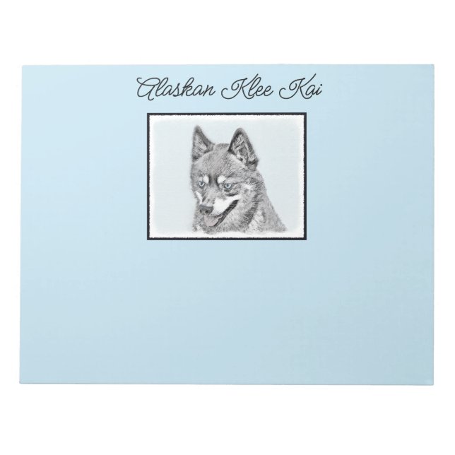Alaskan Klee Kai Painting - Cute Original Dog Art Notepad (Front)