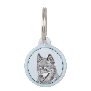 Alaskan Klee Kai Painting - Cute Original Dog Art Pet Tag