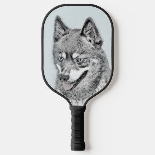 Alaskan Klee Kai Painting - Cute Original Dog Art Pickleball Paddle