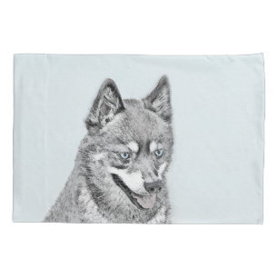 Alaskan Klee Kai Painting - Cute Original Dog Art Pillowcase