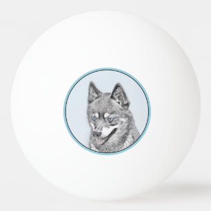 Alaskan Klee Kai Painting - Cute Original Dog Art Ping Pong Ball