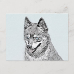 Alaskan Klee Kai Painting - Cute Original Dog Art Postcard