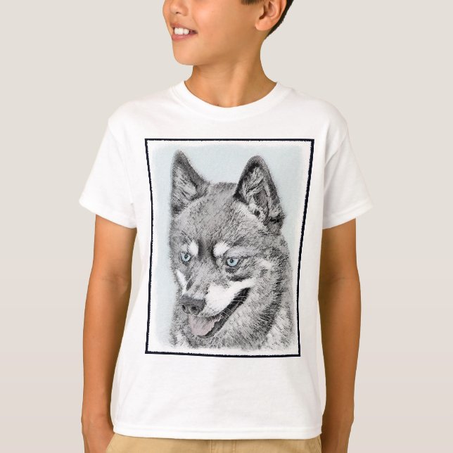 Alaskan Klee Kai Painting - Cute Original Dog Art T-Shirt (Front)