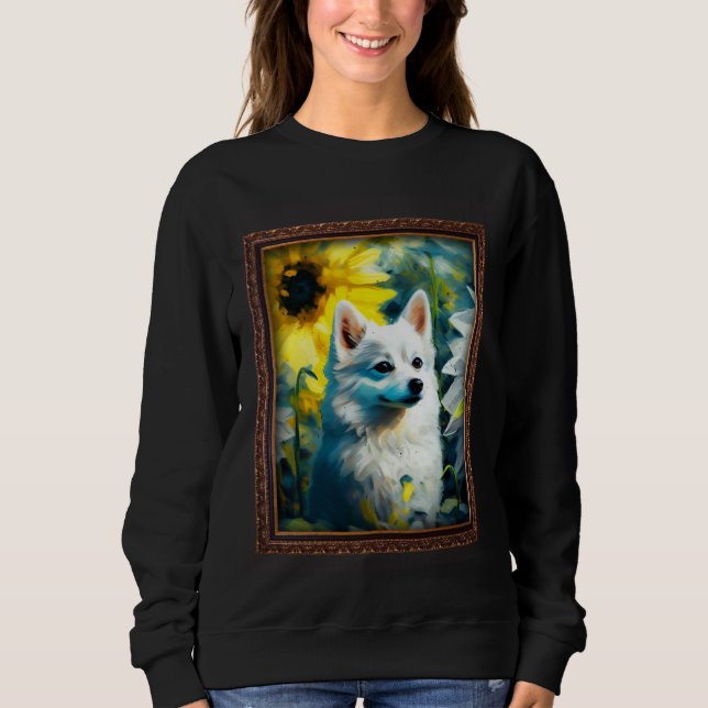 Alaskan Klee Kai Painting Sunflower Flower Mom Wom Sweatshirt (Front)