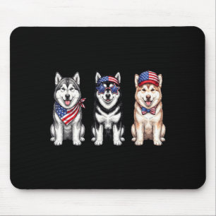 Alaskan Malamute 4th Of July Aamerican Flag Dog Mouse Pad