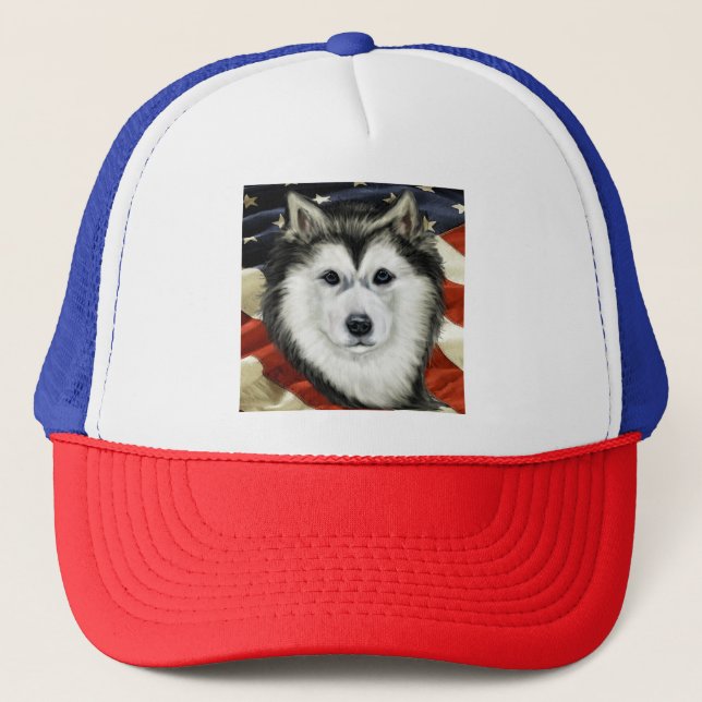 Alaskan Malamute 4th of July  Trucker Hat (Front)